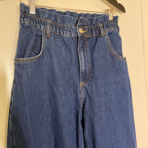 Zara High Rise Paper Bag Slouchy Loose Jeans Blue - Picture 3 of 9
